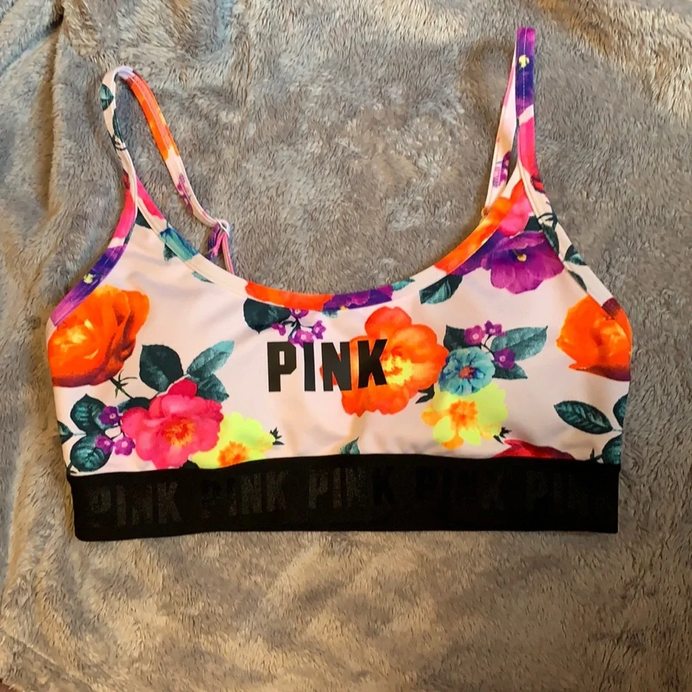 PINK Ultimate Floral Logo Sports Bra